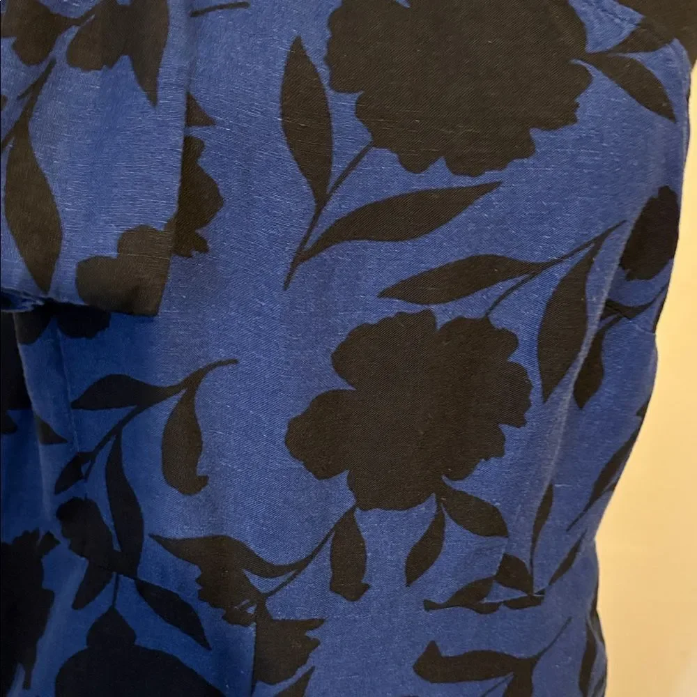 kate spade One-Shoulder Royal Blue and Black Floral Jumpsuit